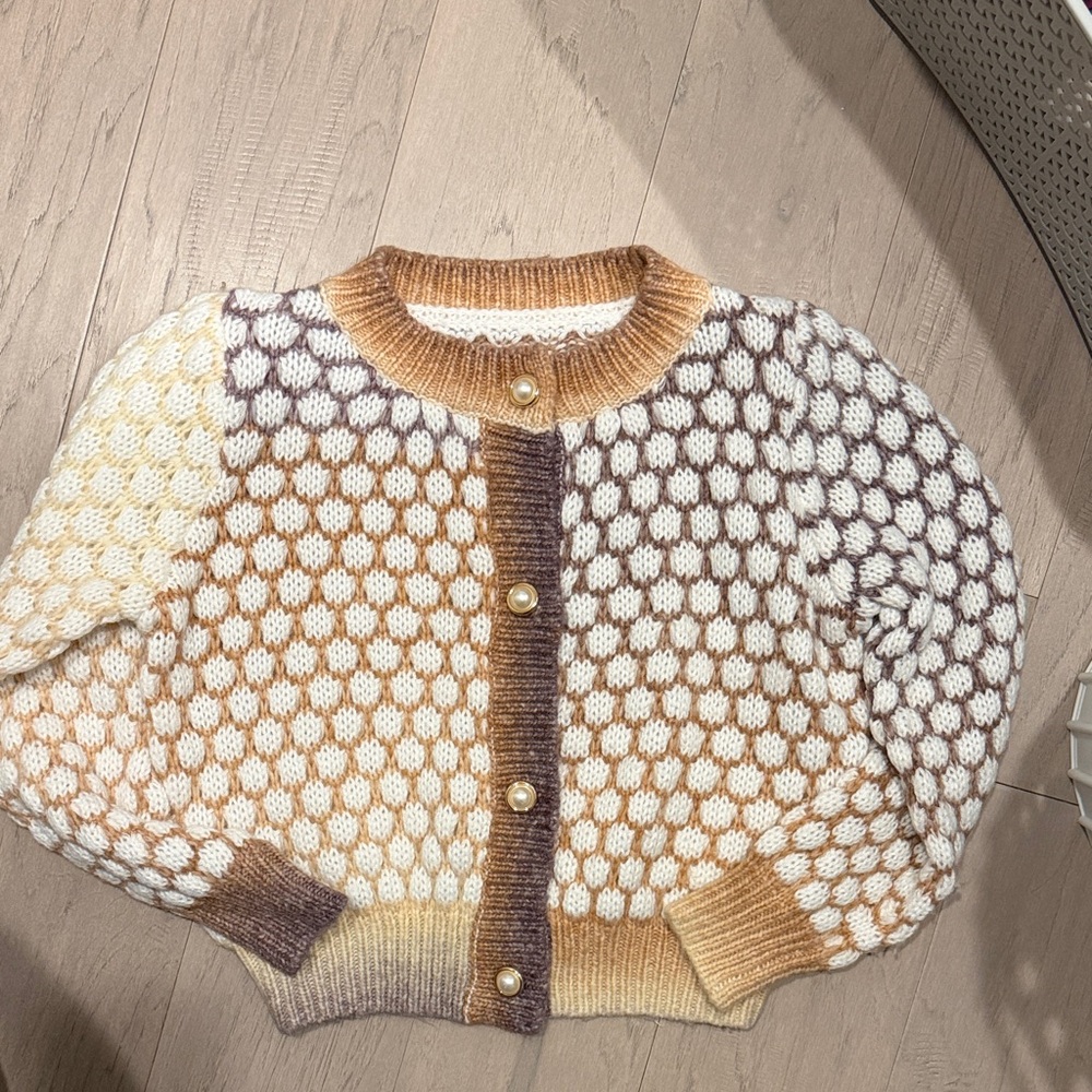 Pearl Button Multicolor Patterned Women's Sweater - image 1